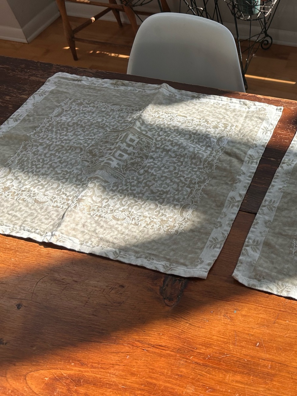 Pair of French Jacquard Placemats with Asian Motif